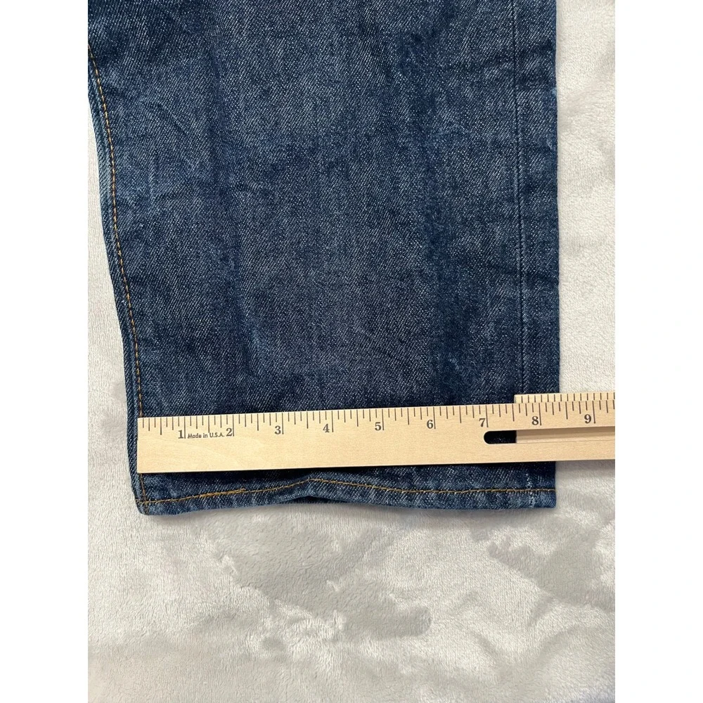 Levis 501 Original Fit Jeans Mens 38x32 Dark Blue Denim Button Fly Straight Leg
